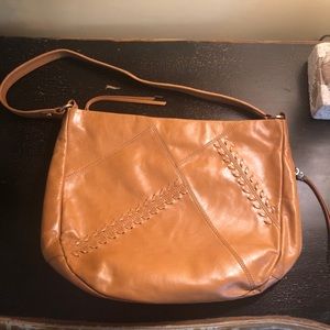 Hobo Leather Shoulder Bag with Braid Detail
